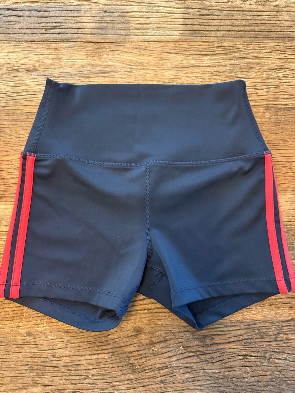Splits59 Steffi High-Waist Techflex Shorts Navy with Red Side Stripes